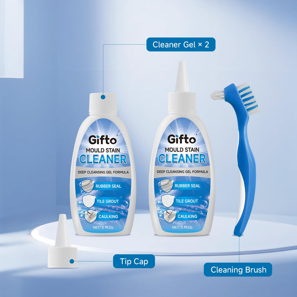 Mould Stain Remover Gel, 2-Pack Grout Cleaner Bathroom Whitener, Mould Remover Washing Machine Cleaner, Non-Toxic Washer Cleaner for Shower Sink Tile Toliet