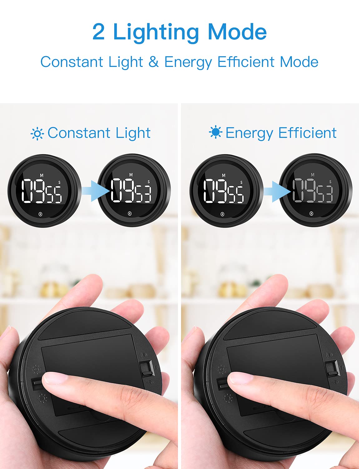 LIORQUE Digital Kitchen Timer Magnetic Countup Countdown Kitchen Timer with Large LED Display Adjustable Volume for Kids and Seniorn