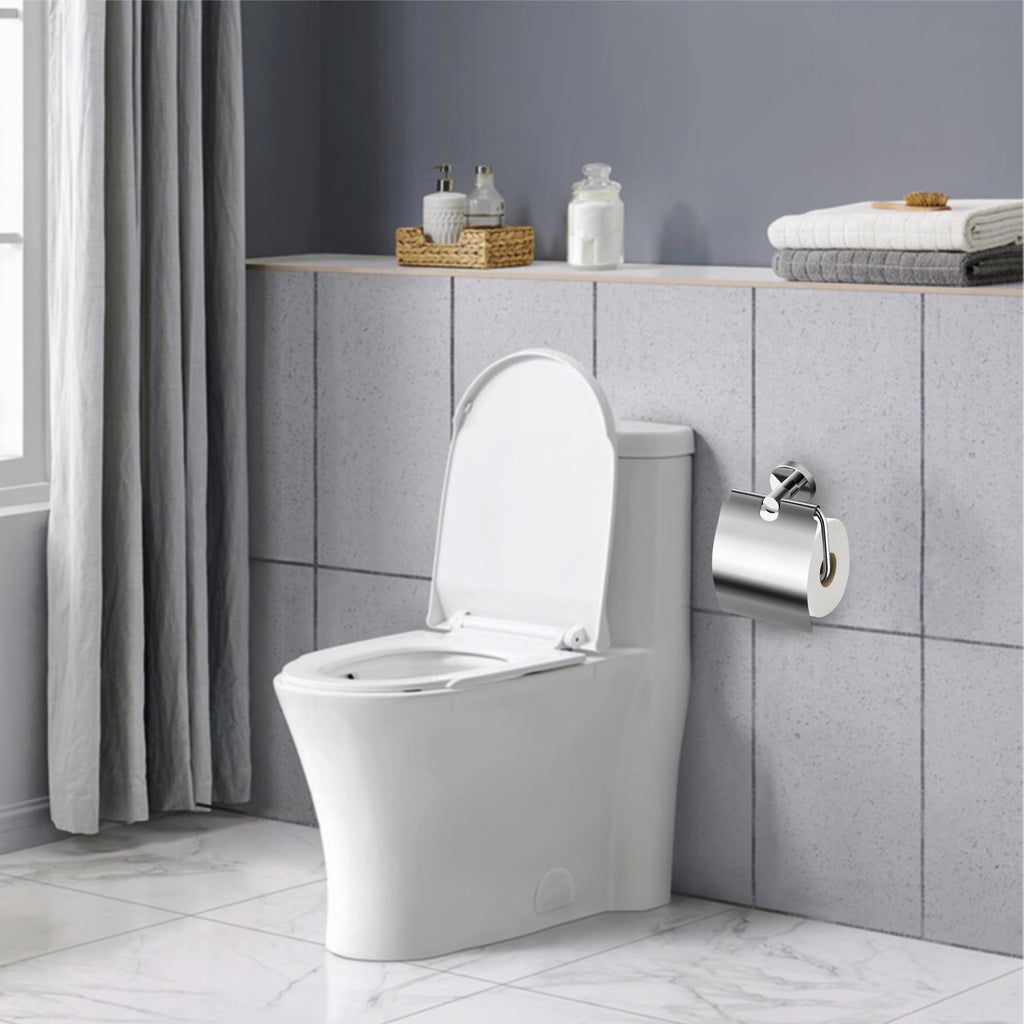 Toilet Paper Holder with Cover Storage Dust-Proof for Bathroom-Stainless Steel