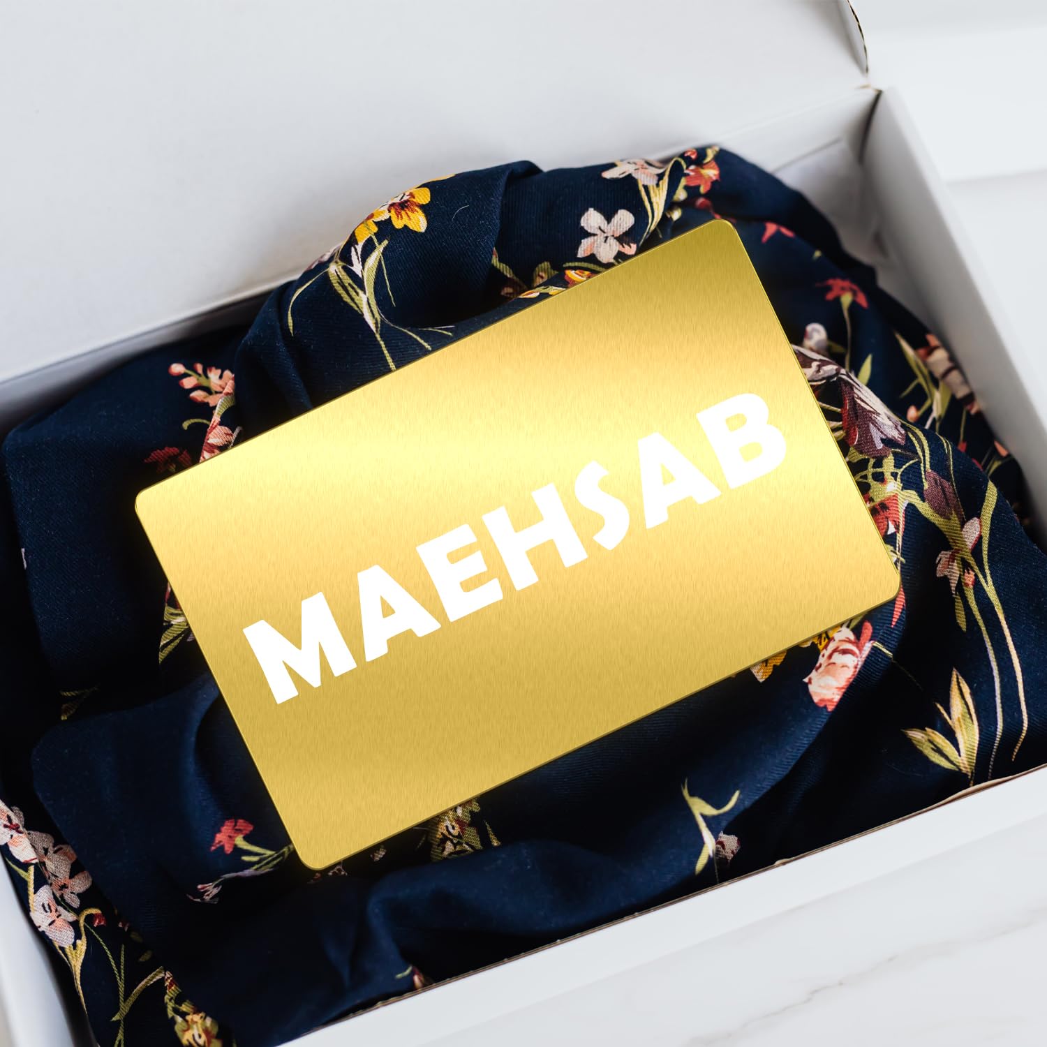MaehSab 100 Pcs Gold Aluminum Business Cards, DIY Metal Name Cards, 3.4 x 2.1 Inch