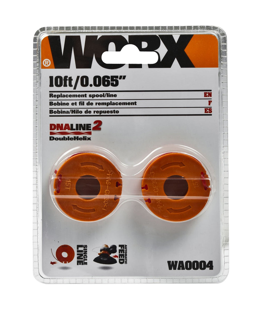 WORX WA0004 0.065-Inch Replacement Line Spool for WG150 and WG151 Series, 10-Feet, 2-Pack