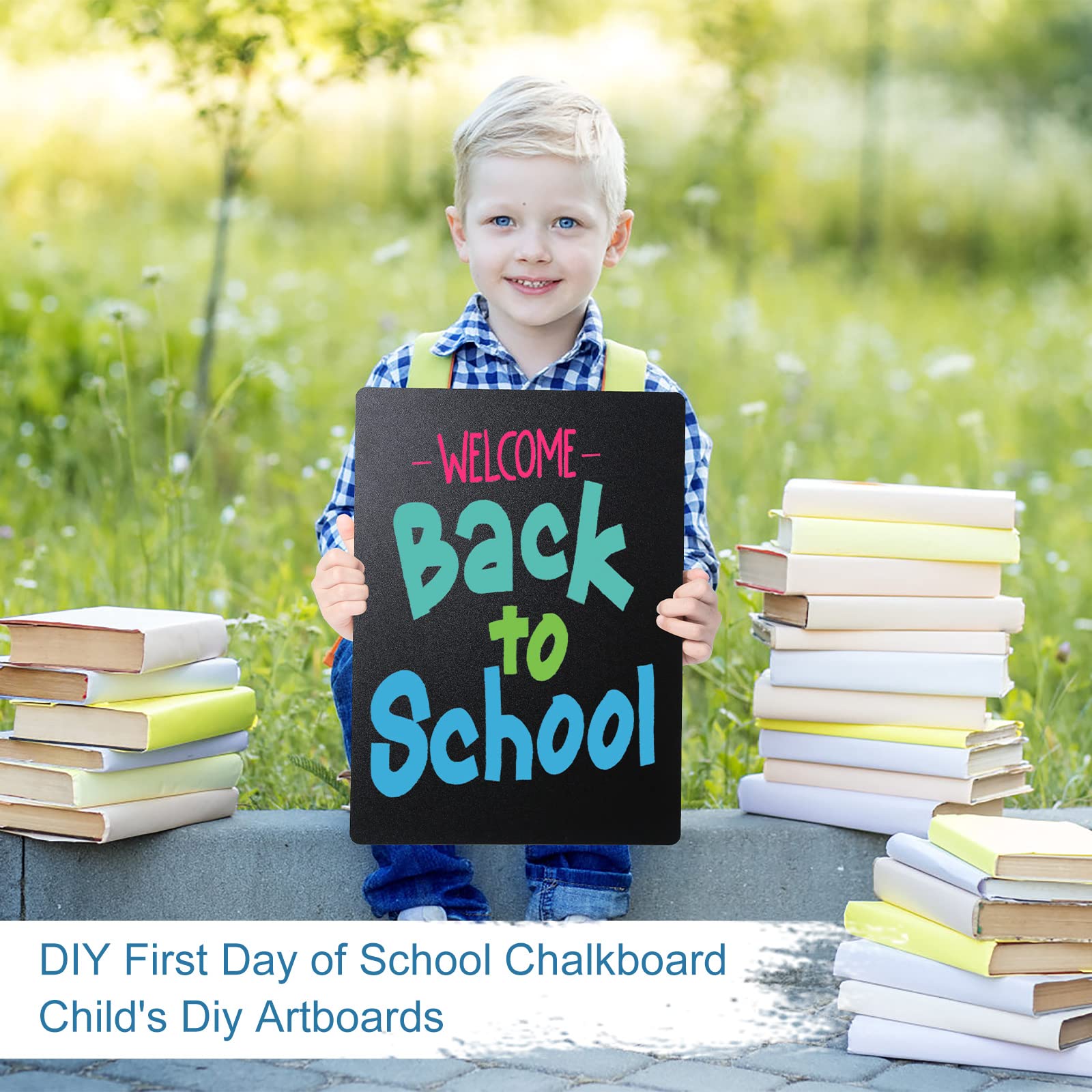11.7x16.5 Inch Tabletop Chalkboard with Beech Base, Menu Chalkboard Stand, Message Board, Bar and Special Event Decorations, Hanging Double-Sided Chalkboard Sign for DIY Home Decoration