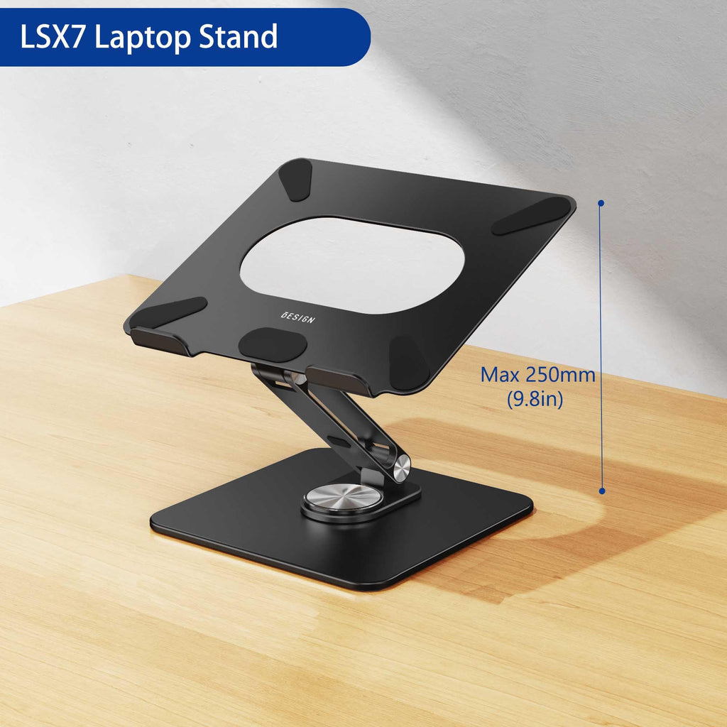 BESIGN LSX7 Laptop Stand with 360° Rotating Base, Ergonomic Adjustable Notebook Stand, Riser Holder Computer Stand Compatible with Air, Pro, Dell, HP, Lenovo More 10-15.6" Laptops, Lapdesk, Black