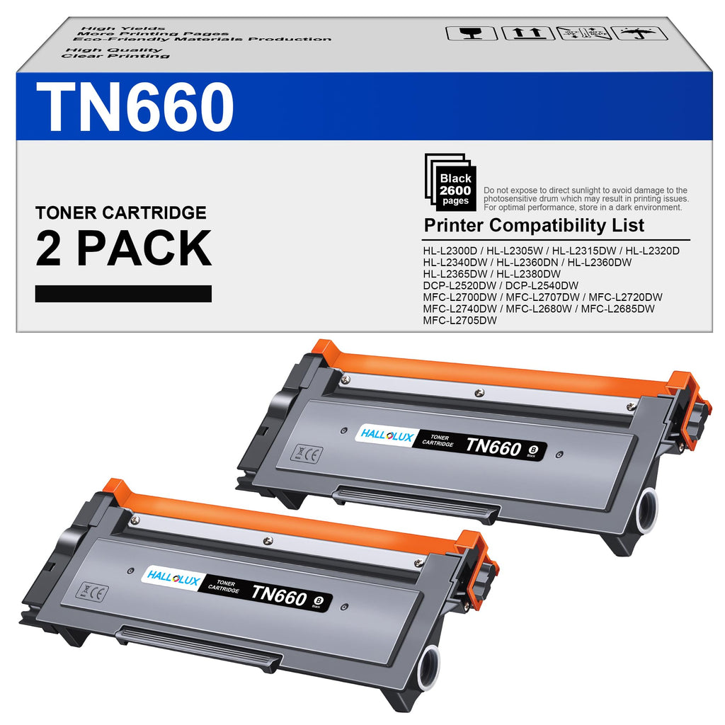 TN660 TN-660 TN630 TN-630 Toner Cartridge High Yield Replacement for MFC-L2720DW, DCP-L2540DW,MFC-L2700DW, DCP-L2520D, HL-L2320D, MFC L2740DW Printer(Black, 2 Pack)| Newest Chip