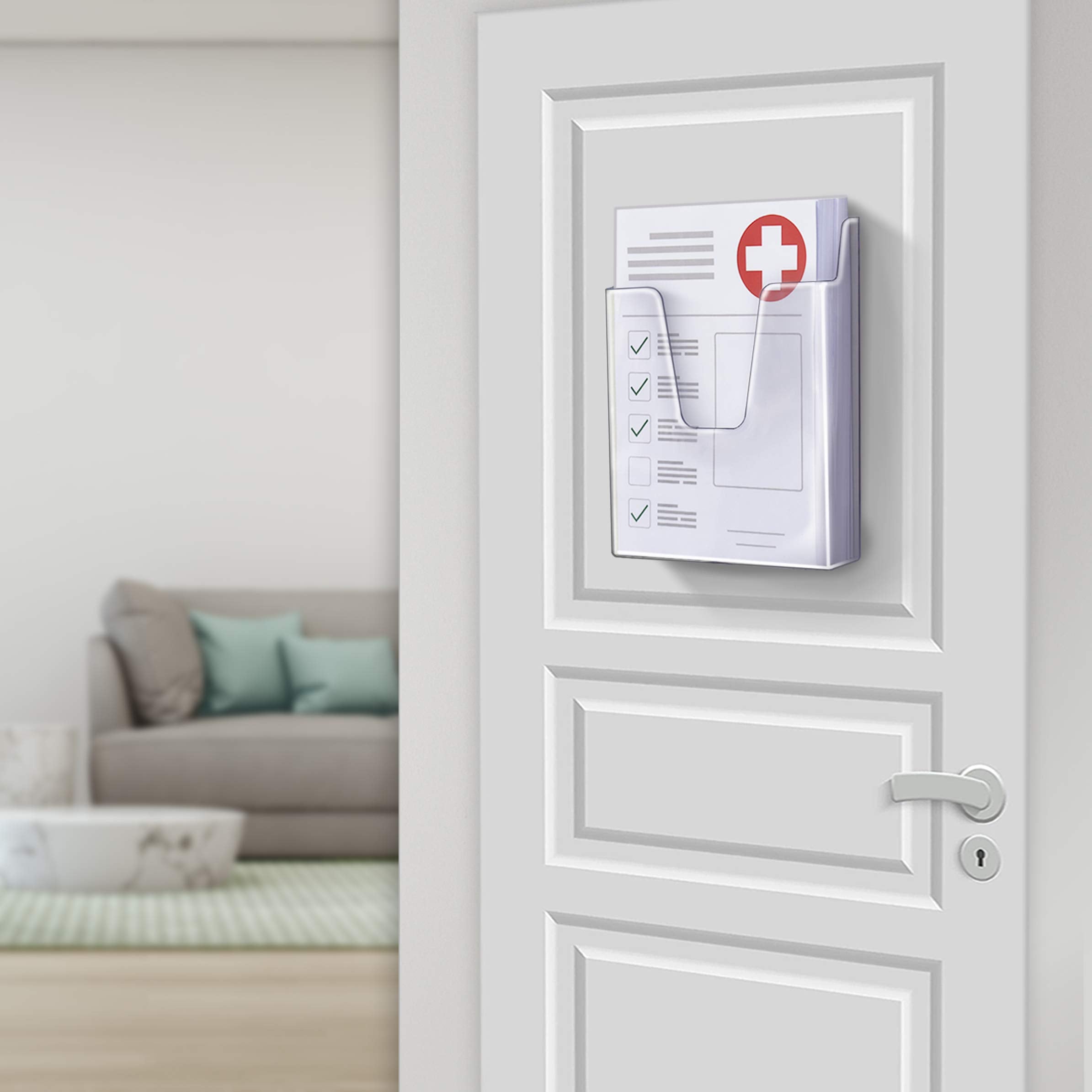 Acrimet Pocket File Holder Vertical Design Brochure Display (for Wall Mount or Countertop Use) (Removable Supports Included) (Letter Size) (Crystal Color)