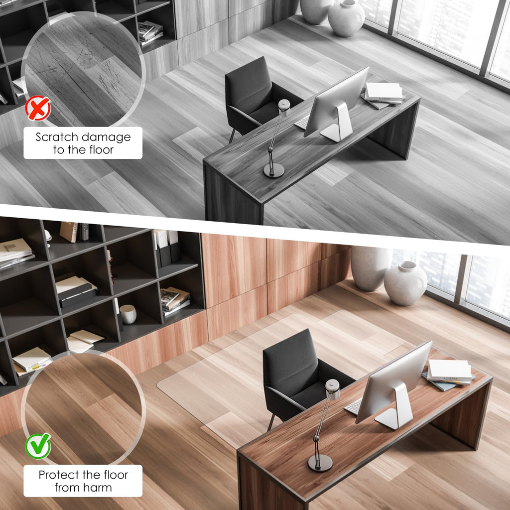 Clear PVC Office Chair Mat - Stronger & Durable Desk Chair Mat for Hardwood Floor, Non-Slip Floor Protector for Office Chair Casters(Clear for Hardwood, 36X47IN with Lip)
