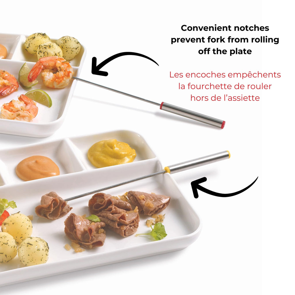 Starfrit Fondue and Appetizer Plates – Set of 2 Large Porcelain Plates – Stackable Dinnerware for Fondue, Sushi & Raclette – Dishwasher Safe - White - 2025 Model