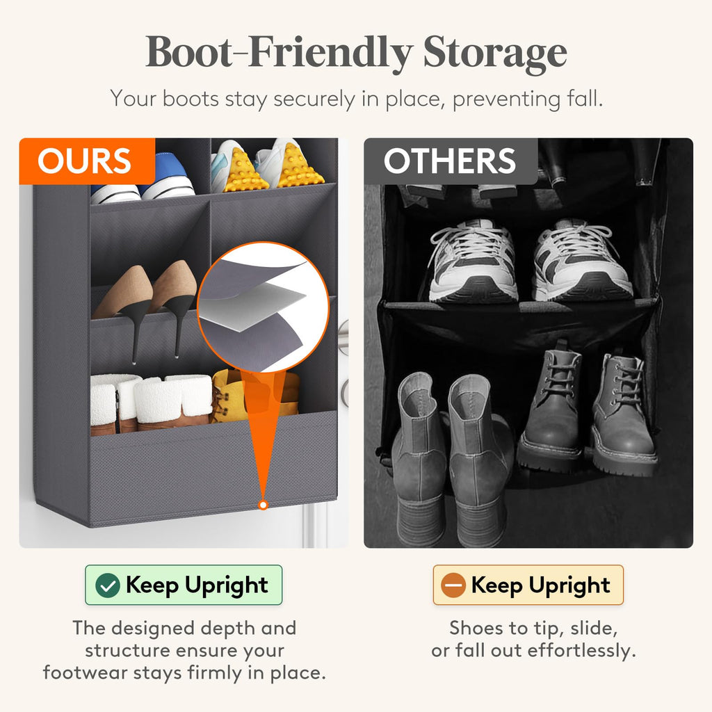Lifewit Over The Door Shoe Organizers, Hanging Shoe Rack with 11 Large Pockets, 5 Layers Shoe Holder for Closet Door Storage Includes Boots, Toys, Water Bottles, Daily Necessities, 1 Pack, Grey