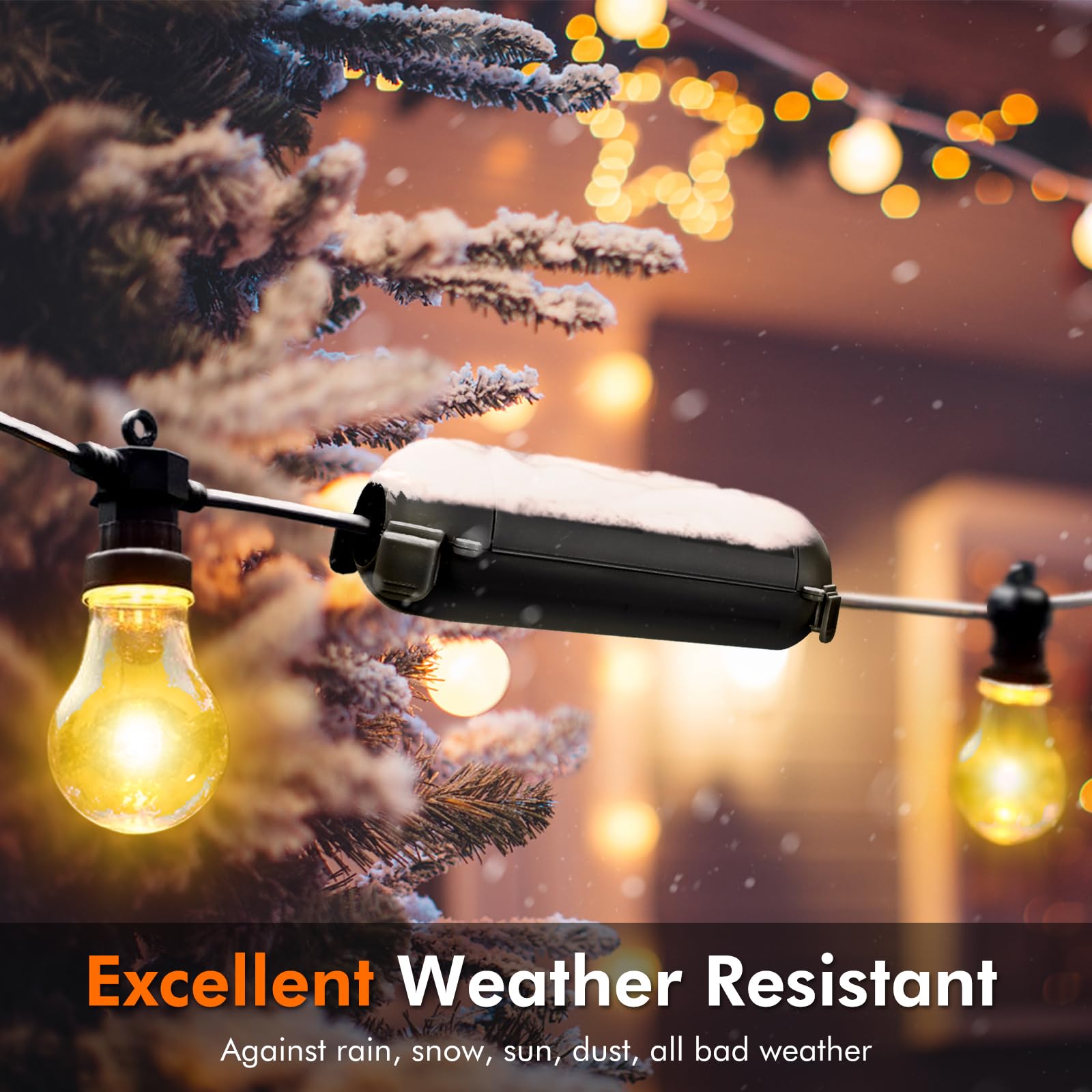 Restmo 2 Pack Compact Outdoor Extension Cord Cover, IP44 Waterproof Box and Safety Housing Case, Ideal to Protect Outdoor Plugs, Electrical Connections, Holiday Decoration Lights, Size Small, Black