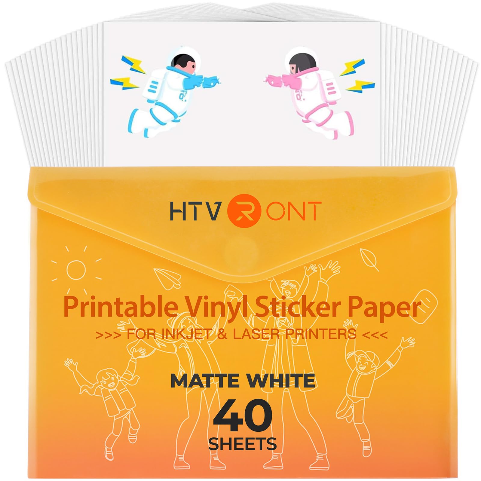 Printable Vinyl for Inkjet Printer & Laser Printer - 40 Pcs Matte White Inkjet Printable Vinyl Sticker Paper, 8.5"x11"