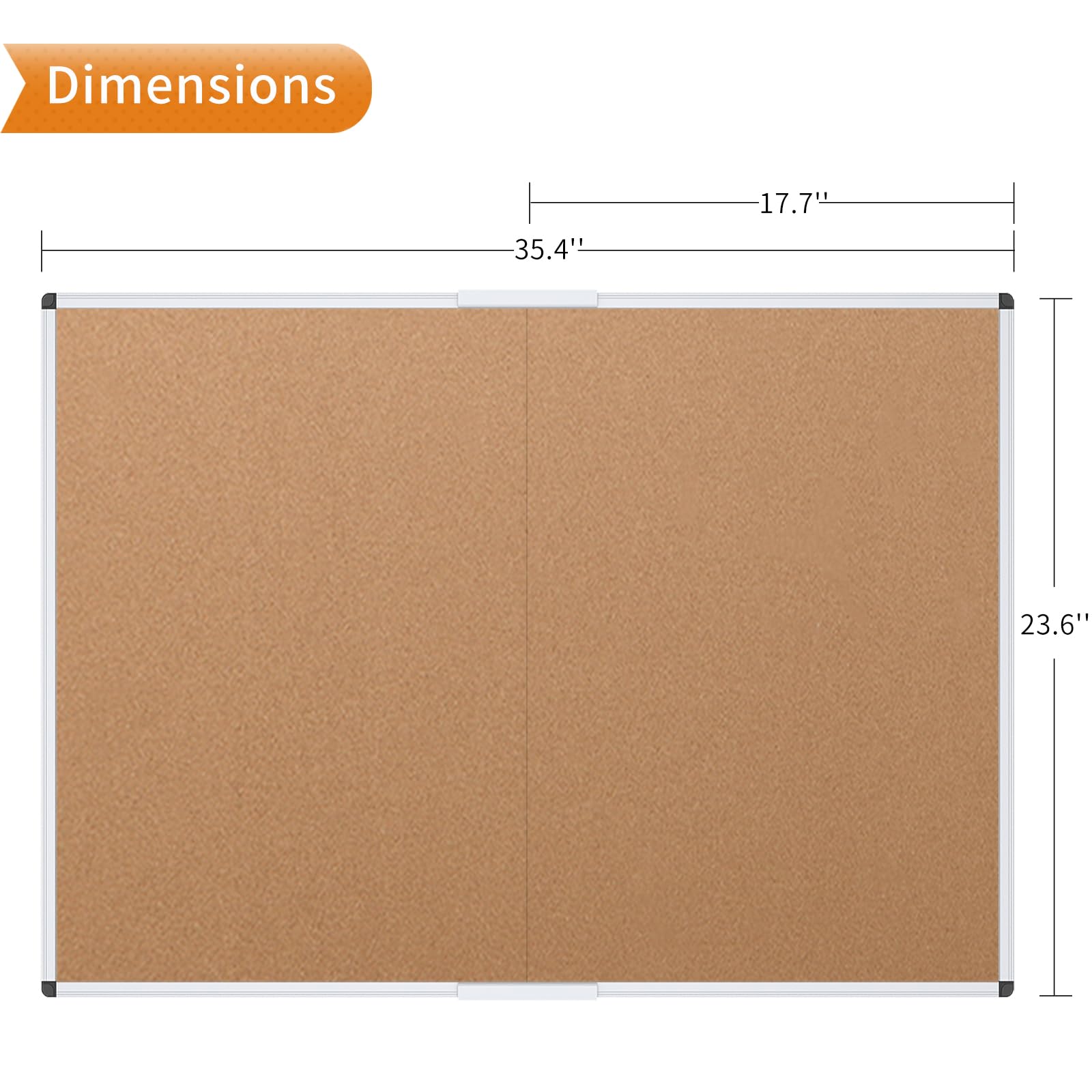 VIZ-PRO Cork Bulletin Board/Foldable Noticeboard, 36 X 24 Inches, Silver Aluminium Frame