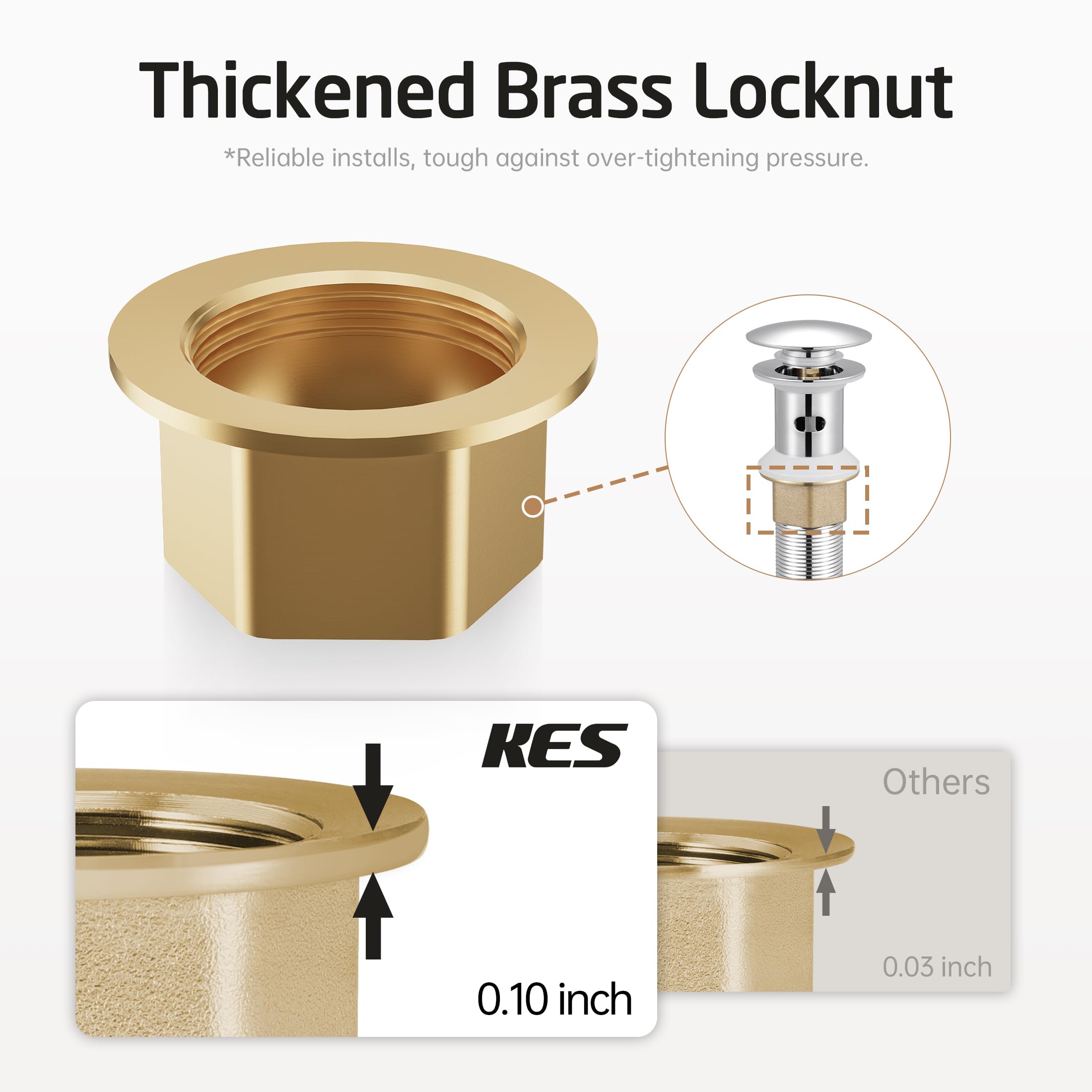 KES Bathroom Sink Drain with Strainer Basket Hair Catcher Anti Clog Pop Up Drain Stopper Vanity Vessel Sink with Overflow, Polished Chrome S2013A-CH