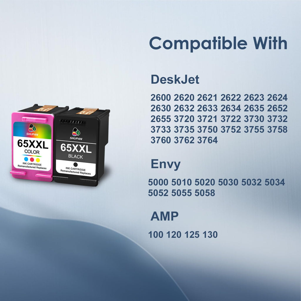 65XXL Ink Cartridges Black and Color Combo Pack High Yield Compatible with HP Ink 65XXL 65XL Work with Envy 5055 5000 5052 5070 5014 DeskJet 3755 2600 3752 2652 2622 Printer(1 Black, 1 Tri-Color)