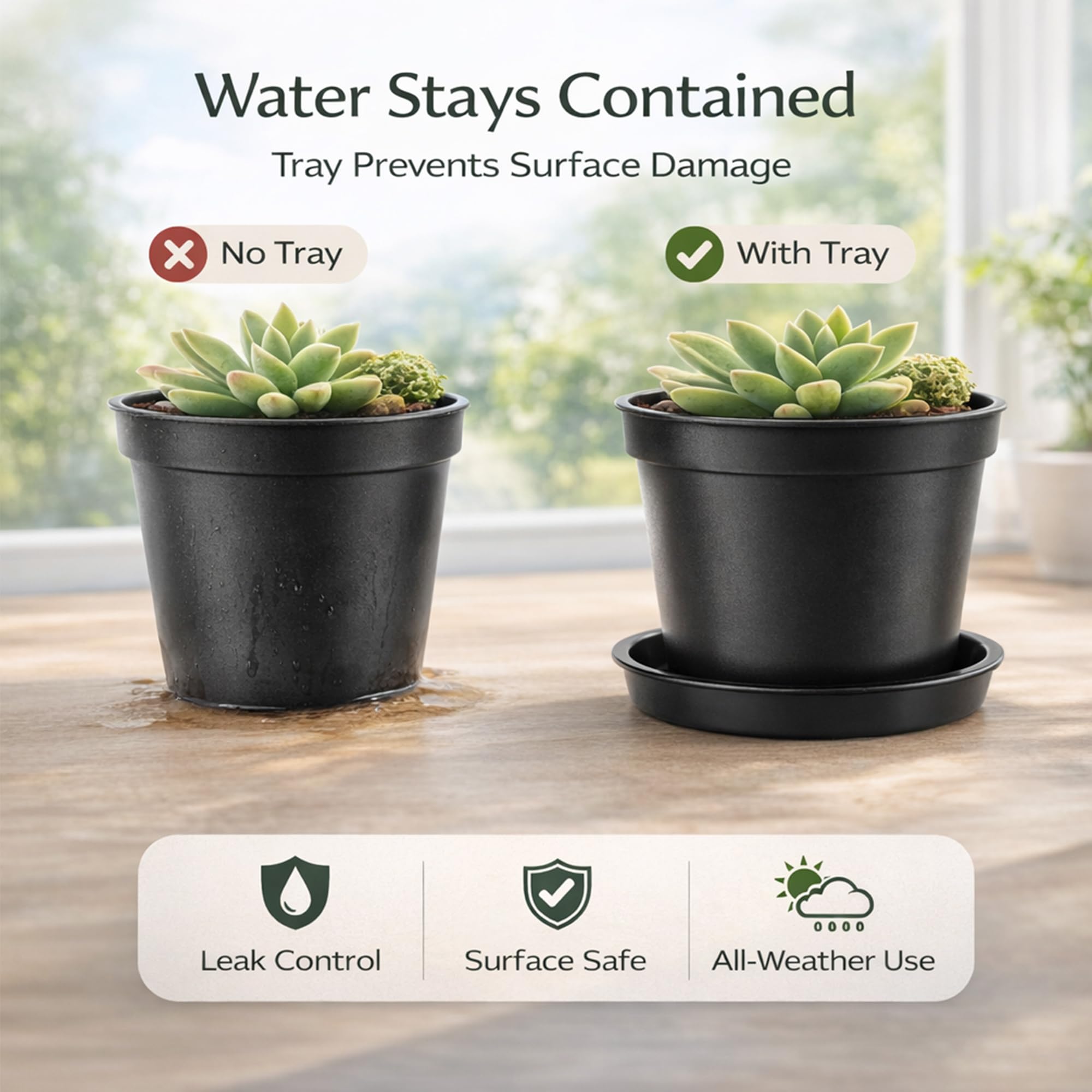 10 Pcs Plastic Pots for Plants, 5 Inch Small Plant Pots Indoor, Decorative Plant Pots with Drainage Holes and Tray, Small Flower Pots for All Home Garden Flowers Succulents
