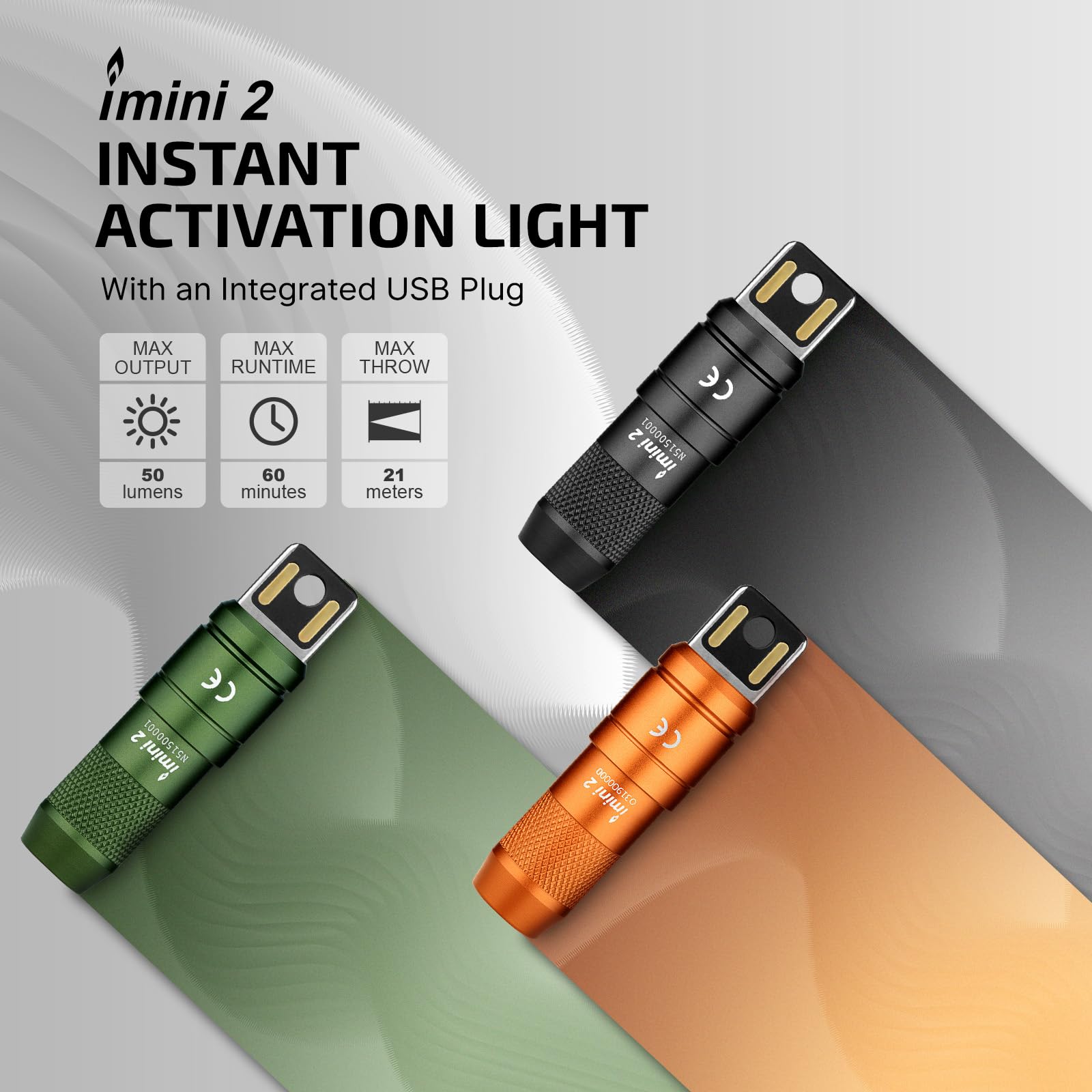 OLIGHT IMINI 2 Tiny Rechargeable Keychain Flashlight, 50 Lumens Portable Quick-Release Mini Flashlights with Magnetic Base, Instant Activation Light for EDC and Emergency(Black)