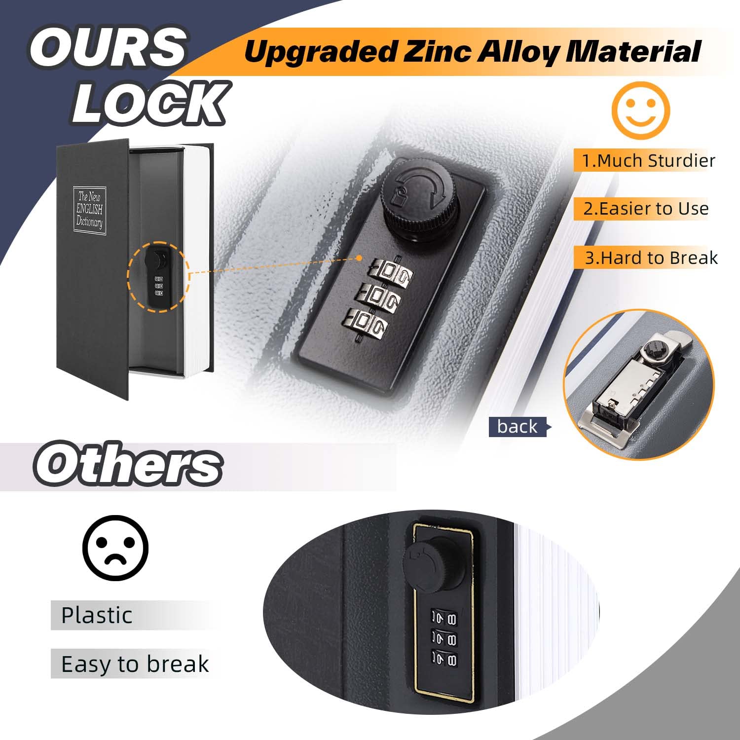 Ohuhu Book Safe with Combination Lock, Dictionary Diversion Book Safe, Portable Safe Box, Great for storing Money, Jewelry and Passport