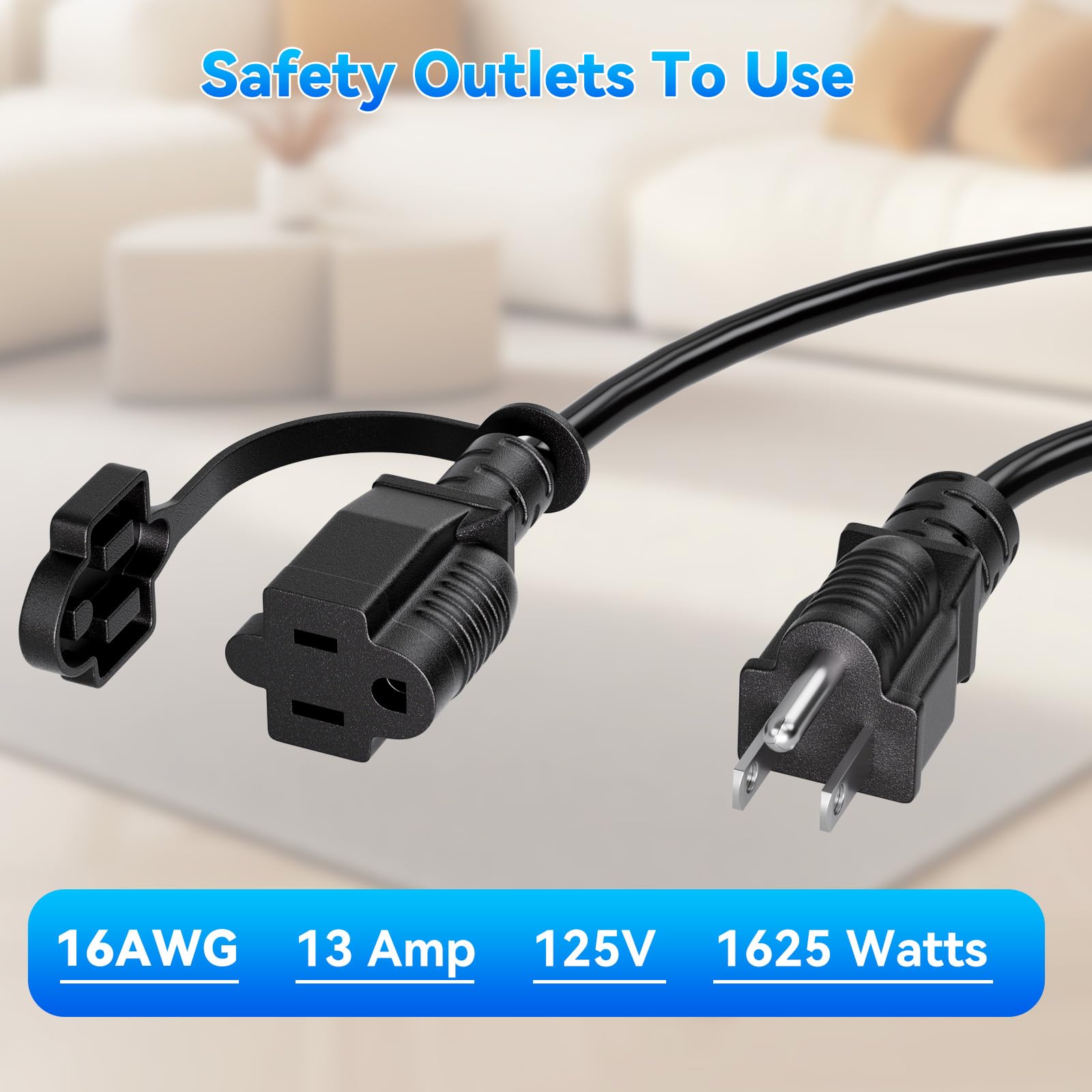 Kasonic 25 Feet Outdoor Extension Cord, ETL Listed, SJTW 16AWG/13A 3 Prong Power Cord, Plug Extension for Home or Office Use, Black