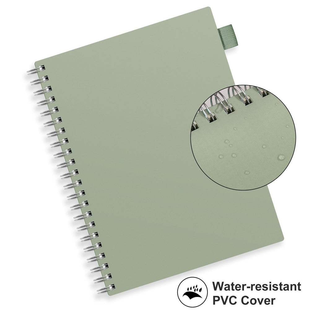 RETTACY Dotted Journal Notebook, 300 Pages, A4 Large Size (21 x 28 cm), 100 GSM Thick Paper, Flexible Plastic Cover, Spiral-bound, for Journaling, Planning, Tracking (Light Green)