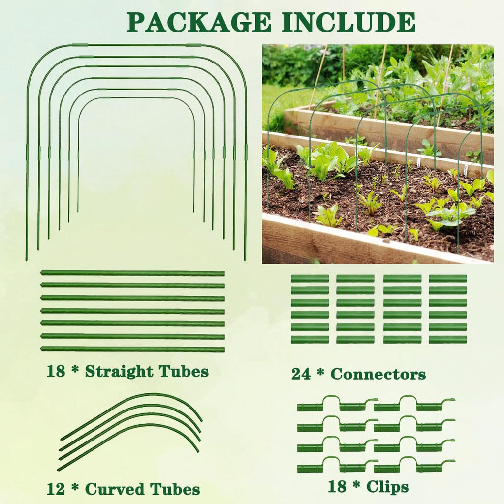 6 Sets Greenhouse Hoops for Raised Beds, DIY Garden Hoops,Rustproof Plastic Coated Metal Grow Tunnel, Garden Tunnel Row Cover Hoops Kit,Grow Tunnel Support Frame for Plant Cover