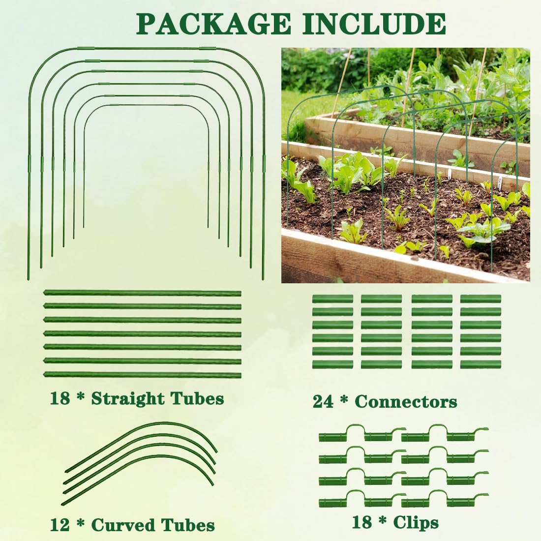 6 Sets Greenhouse Hoops for Raised Beds, DIY Garden Hoops,Rustproof Plastic Coated Metal Grow Tunnel, Garden Tunnel Row Cover Hoops Kit,Grow Tunnel Support Frame for Plant Cover