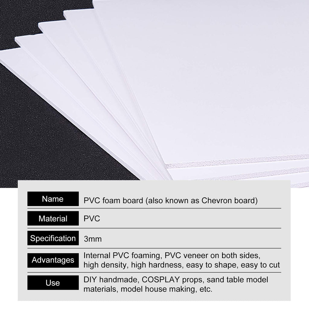 BENECREAT 5 Sheets 3mm White Foam Boards 11.8x7.8 Rectangle Foam PVC Sheet Poster Board Mount Board for Mounting, Crafts, Modelling, Art, Display, School Projects