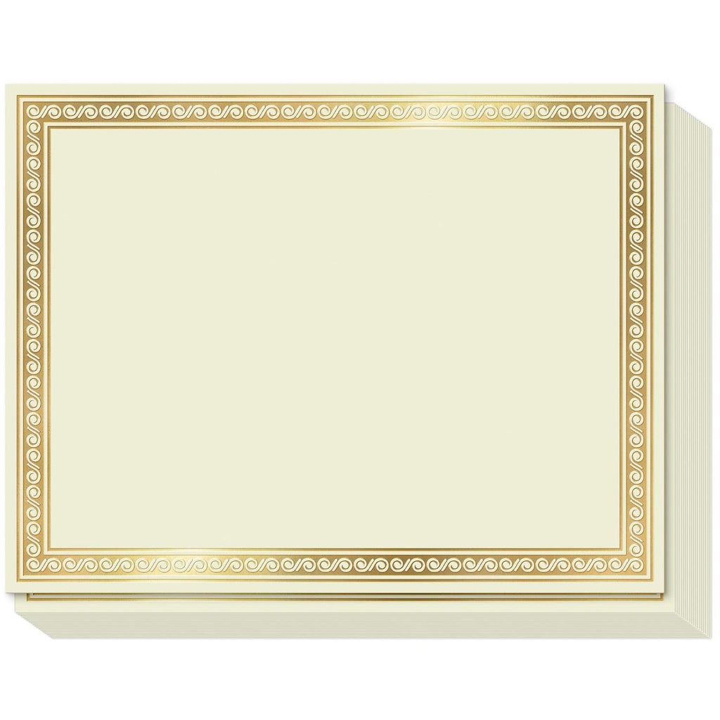 Sweetzer & Orange Plain Certificate Paper for Awards. Set of 50x, 180gsm Gold Border Achievement Certificates for Graduation Diploma, Employee of The Month, Diploma of Completion or Sports Victory