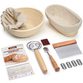 Ohuhu Sourdough Bread Starter Kit & Banneton Proofing Basket, All-in-One Set with 9" Round & 10" Oval Baskets & Tools to Bake Perfect Artisan Loaves at Home, for Beginner to Professional Bakers
