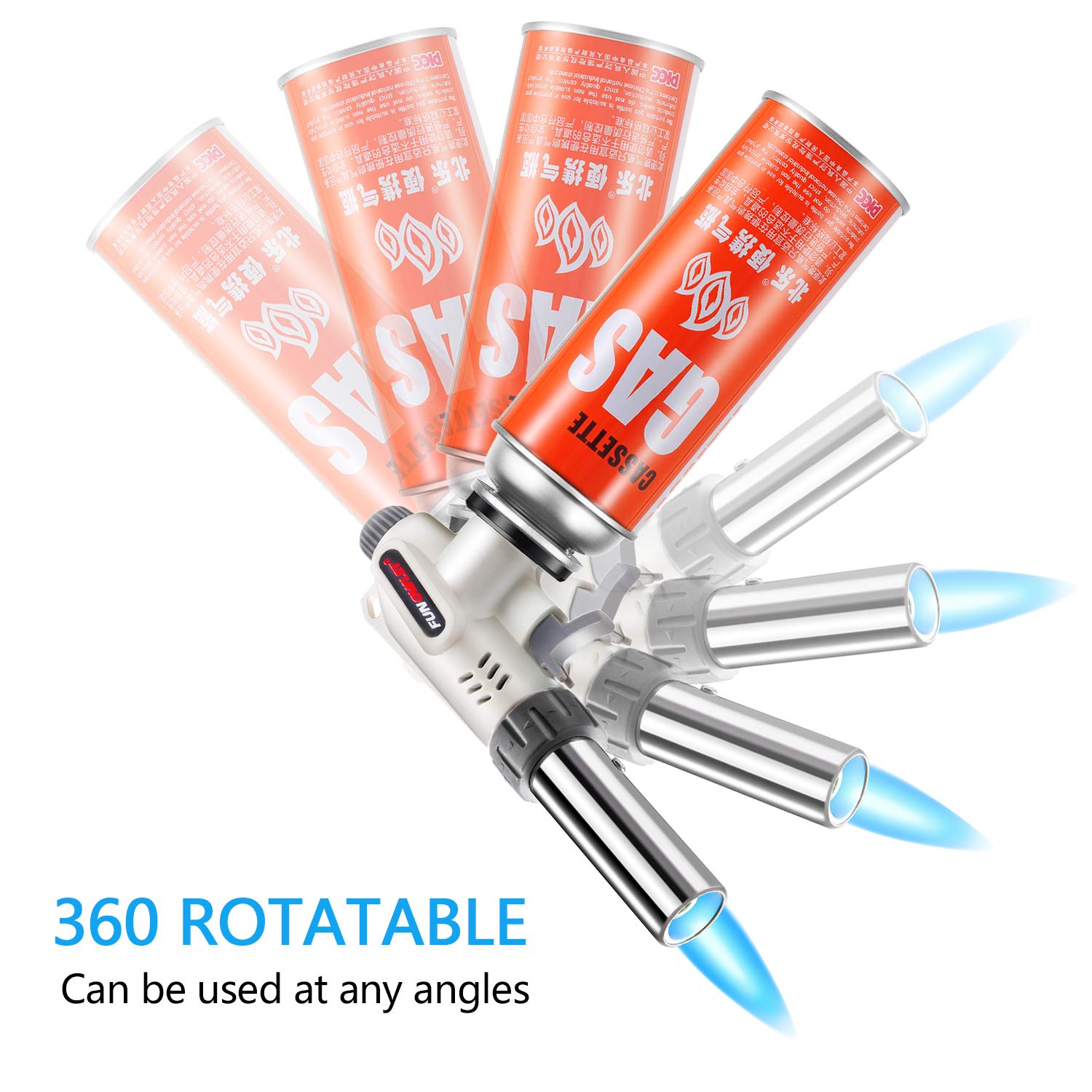FunOwlet,Butane Torch Kitchen Blow Lighter, Culinary Torches Head Professional Chef Cooking Adjustable Flame For Sous Vide, Creme Brulee, Baking, BBQ (Butane Gas Not Included)