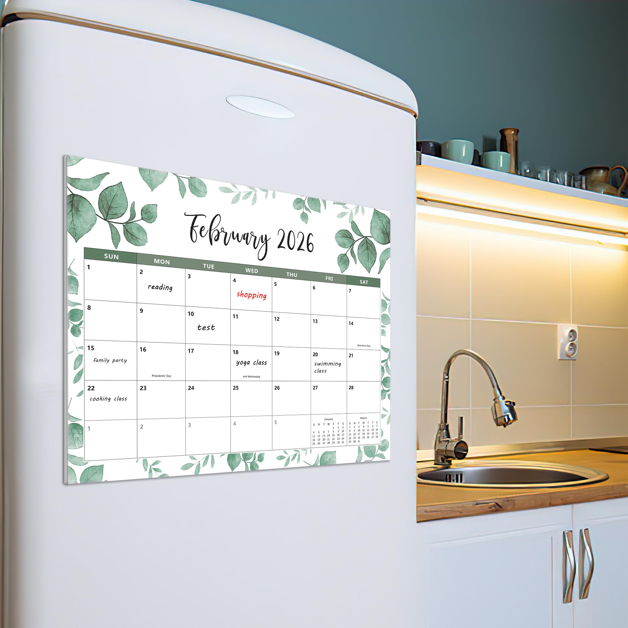 Magnetic Calendar for Fridge 2025-2026 - Fridge Calendar Runs From Jul 2025 to Dec 2026 - Refrigerator Calendar Perfect for Planning, Organizing, and Scheduling Your Life (15 x 12 Inches)