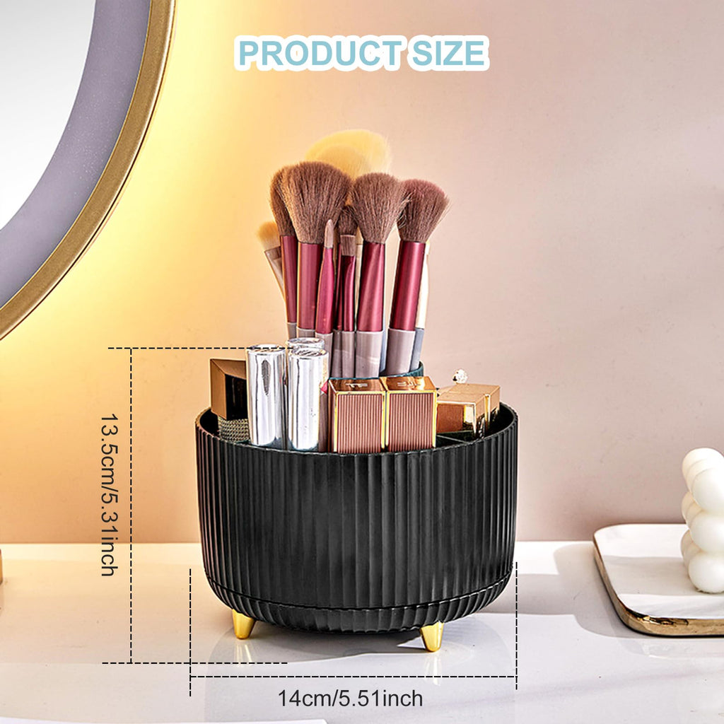 Cayxenful Pencil Holder For Desk,5 Slots 360°Degree Rotating Desk Organizers And Accessories,Desktop Storage Stationery Supplies Organizer, Cute Pencil Cup Pot For Office, School, Home (H-Black)