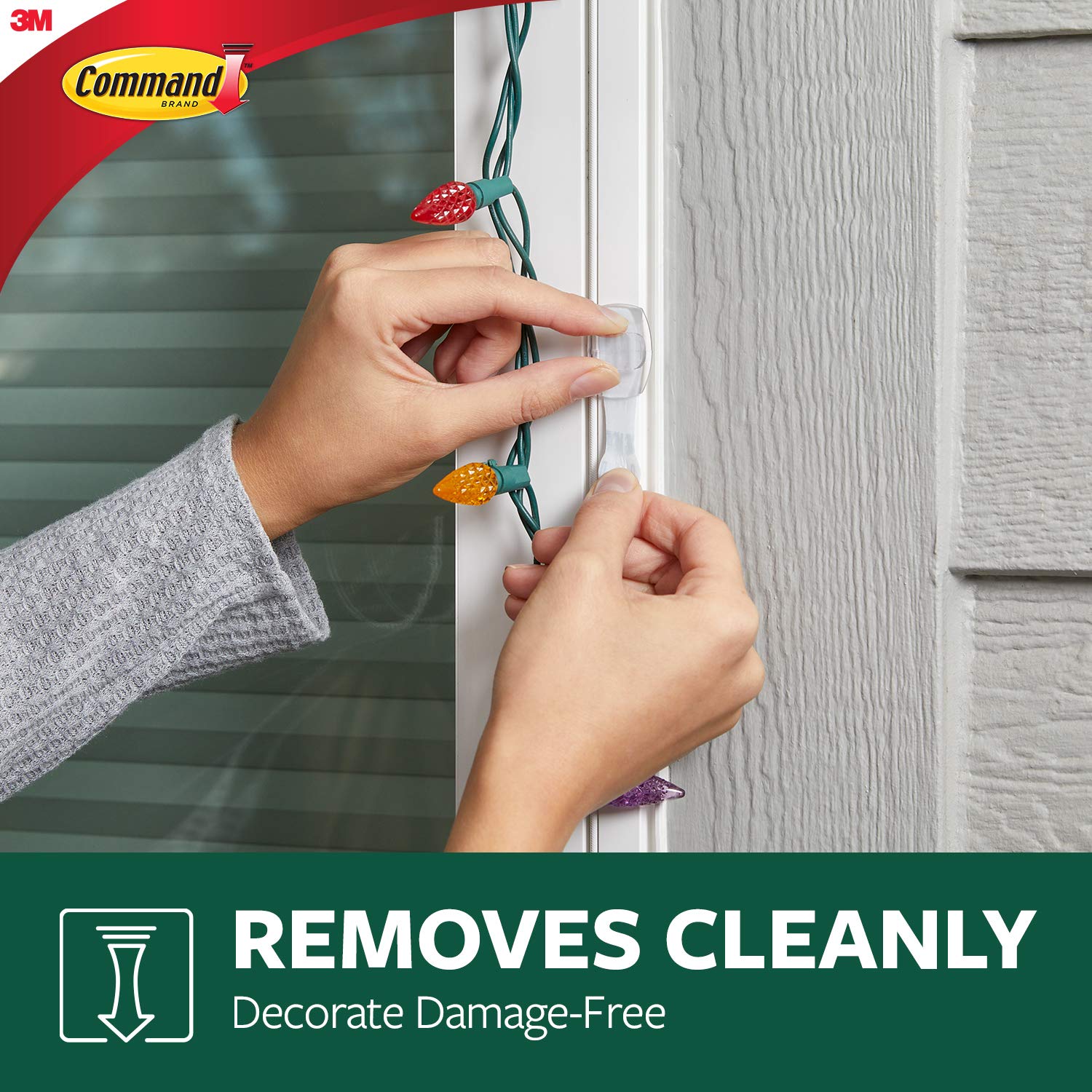 Command 17017CLRAWVPES Outdoor Light Clips, 32 Clips, 36 Strips
