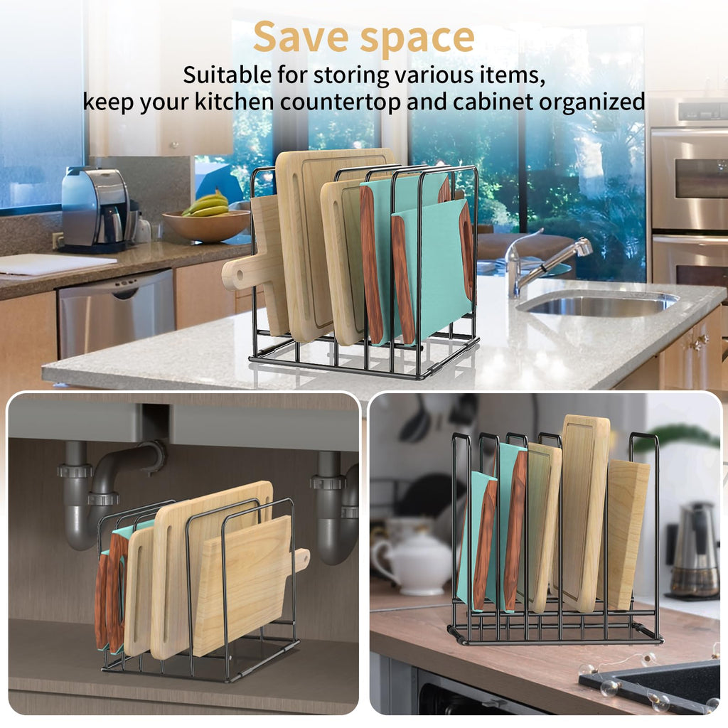 2-Pack Cutting Board Organizer, Kitchen Cabinet Organizer Storage Rack, Divided 5 Slots Holder Stand for Baking Cookie Pan, Cookie Sheets Organizer for Kitchen Countertop