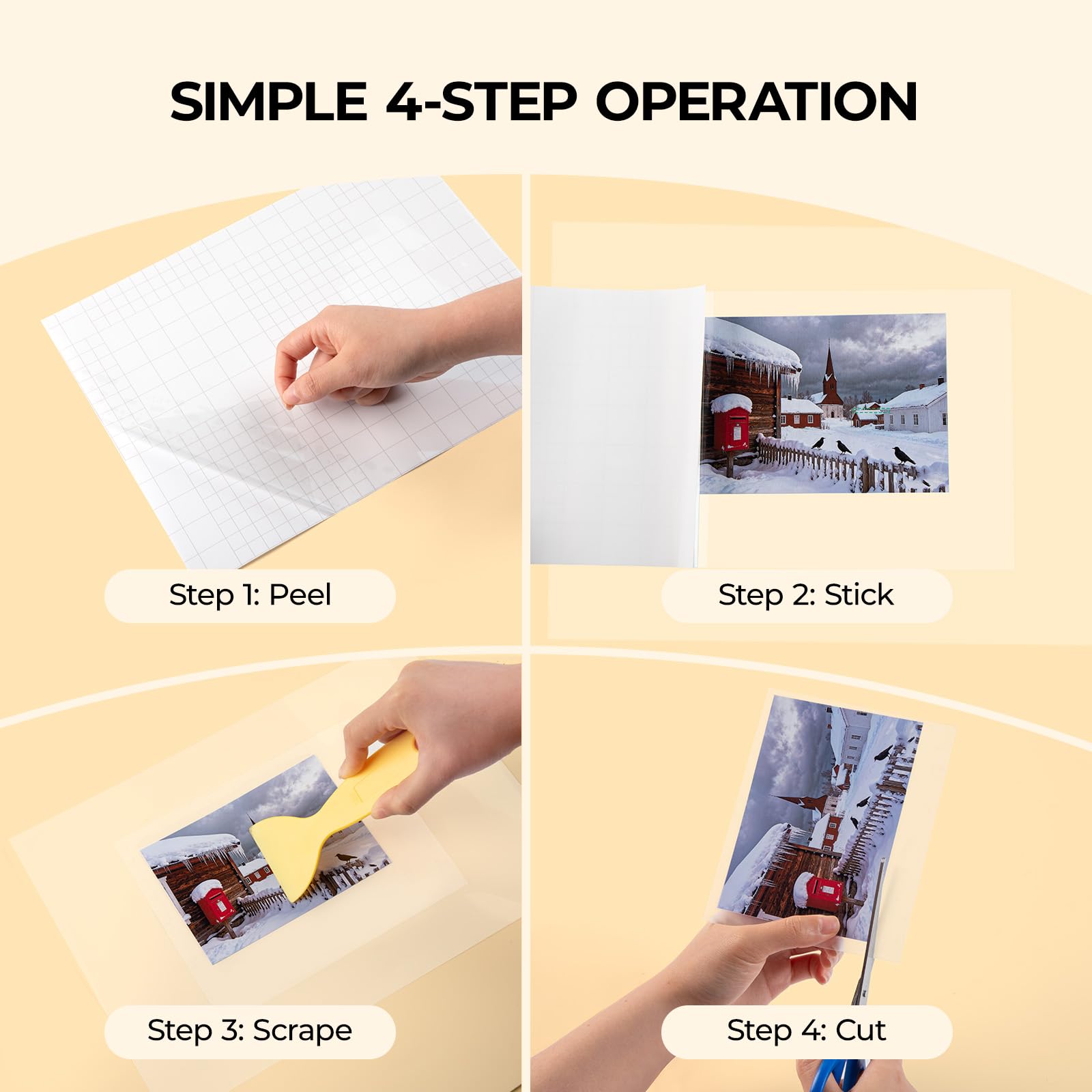 HTVRONT Self Adhesive Laminating Sheets-50 Sheets 9 X 12 Inches, No Machine Needed Clear Laminating Sheets
