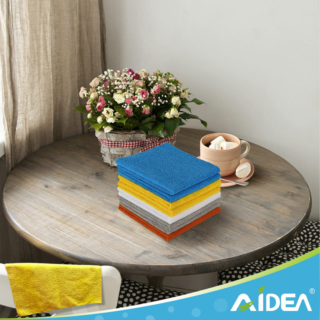 AIDEA Microfiber Cleaning Cloths-100PK, Shop Rags for Cleaning, Lint Free Dust Cloth, Soft Absorbent Cloth, Microfiber Cloths Cleaning for House, Kitchen, Car, Window, Gifts(12in.x 12in.)