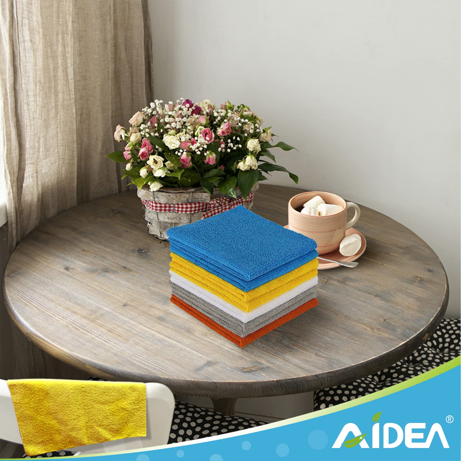 AIDEA Microfiber Cleaning Cloths-100PK, Shop Rags for Cleaning, Lint Free Dust Cloth, Soft Absorbent Cloth, Microfiber Cloths Cleaning for House, Kitchen, Car, Window, Gifts(12in.x 12in.)