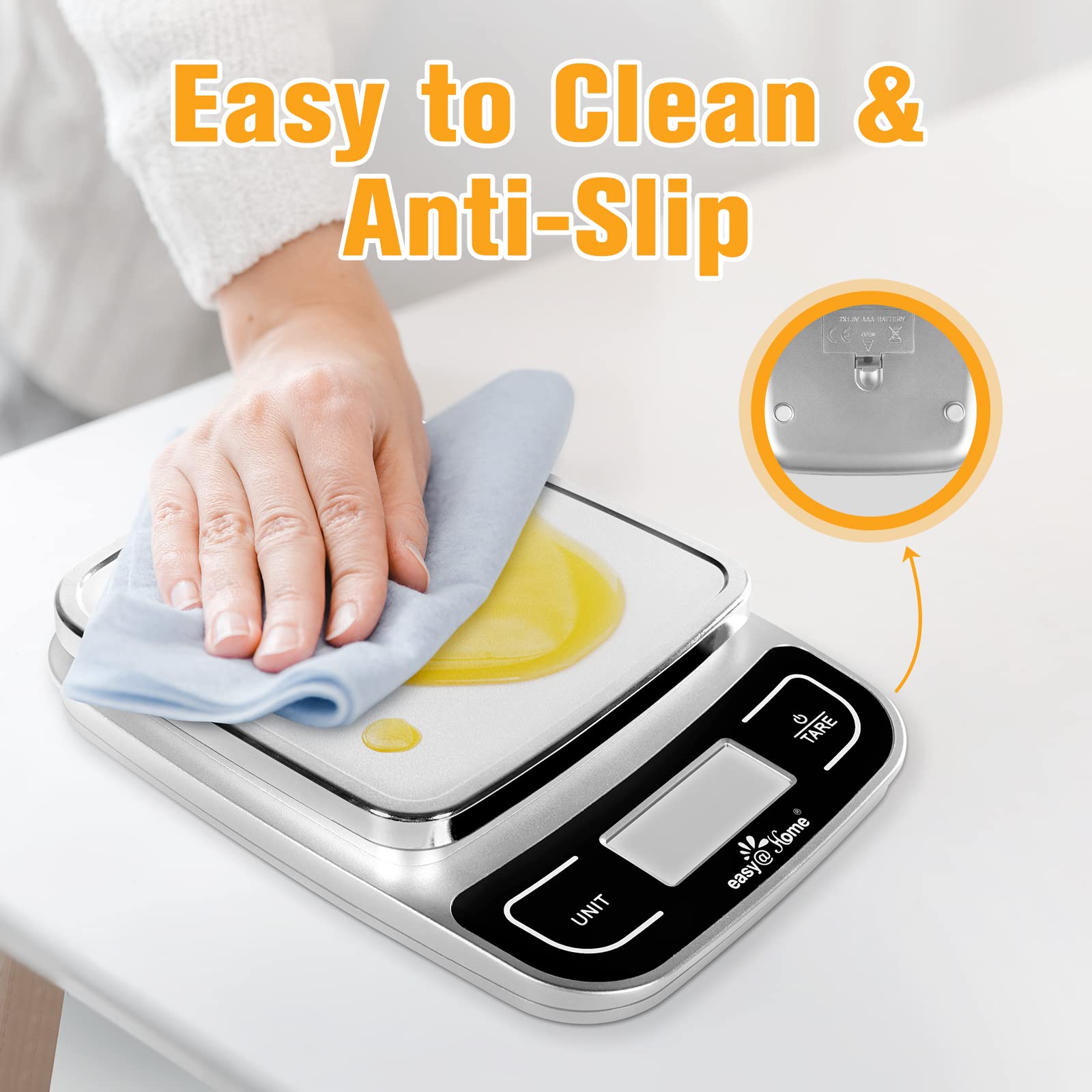 Easy@Home Digital Kitchen Food Scale, Multifunction Food Scale with High Precision to 0.04oz and 11 lbs Capacity, EKS-202