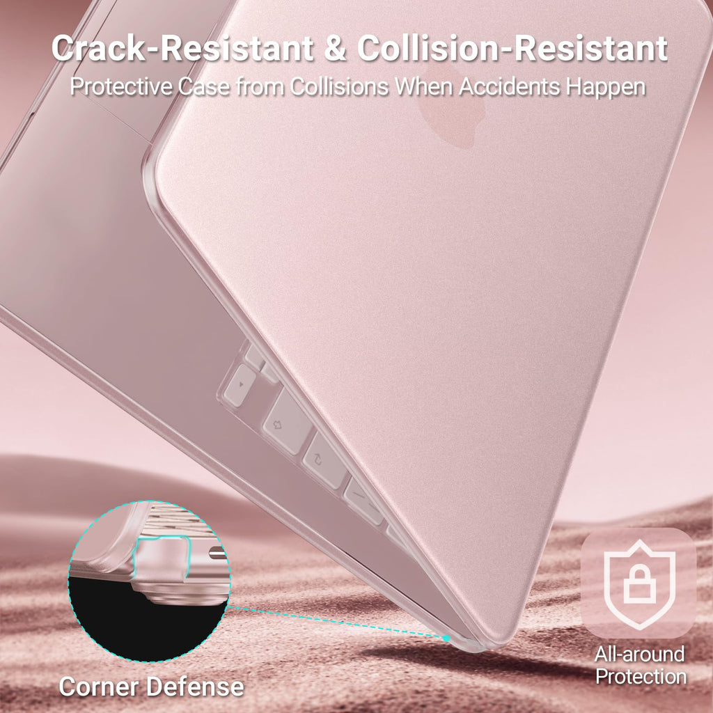 MOSISO Compatible with MacBook Neo 13 inch Case 2026 Release Model A3404 with A18 Pro Chip, 4 in 1 Kit Matte Finish Seamlessly Closes&Fingerprints-Resistant Protective Hard Shell Case, Blush Clear