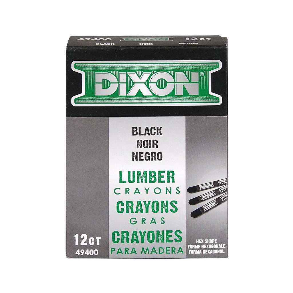 Dixon Lumber Crayon, Permanent, Carbon Black, 12 Count (49400)