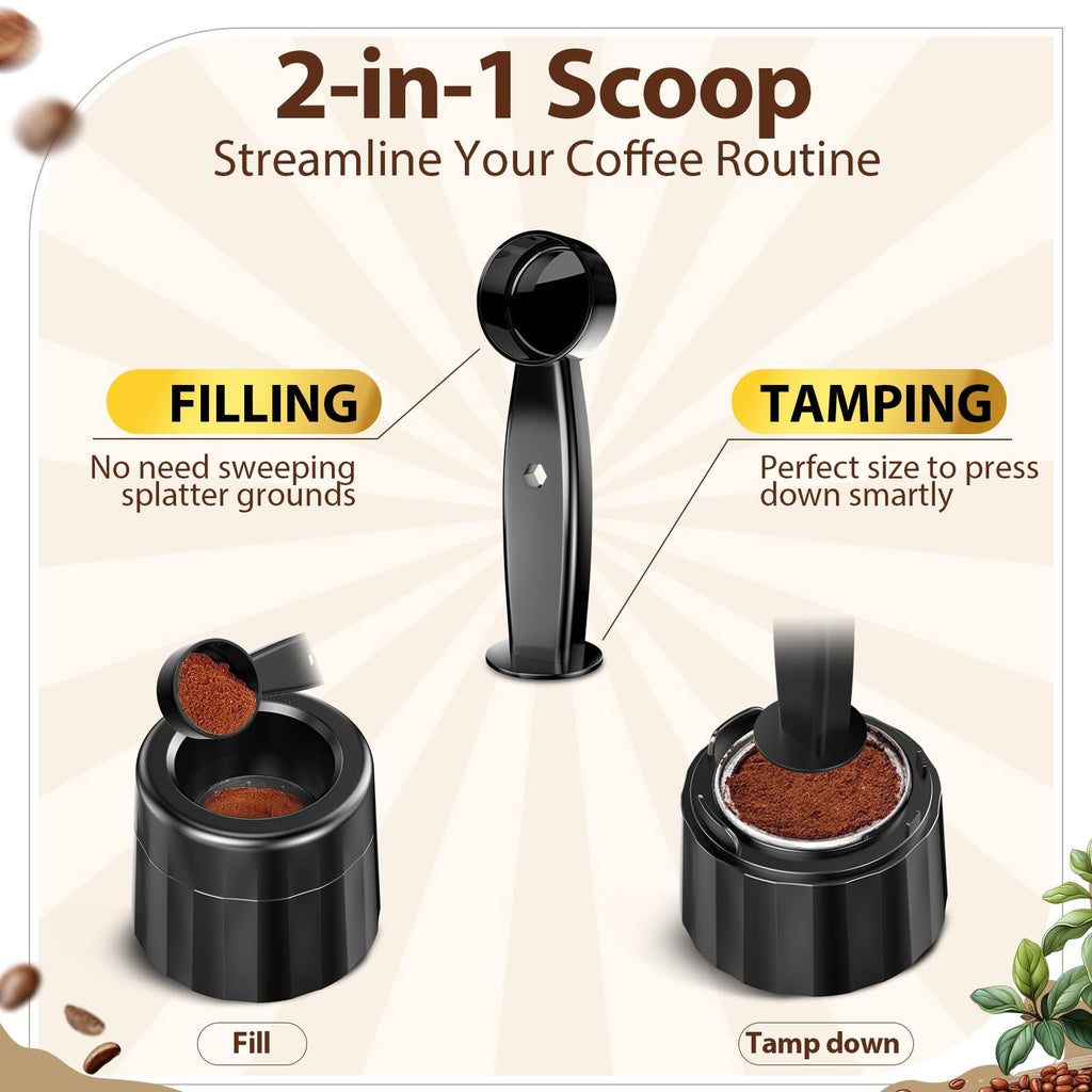 SWEETDEER Reusable Pods & Refillable Kit for Vertuo, 110 Refill Aluminum Foil Lids,Compatible with Nespresso Vertuo & Vertuoline,Coffee Capsules Kit with Lid Cutter, Holder & Scoop