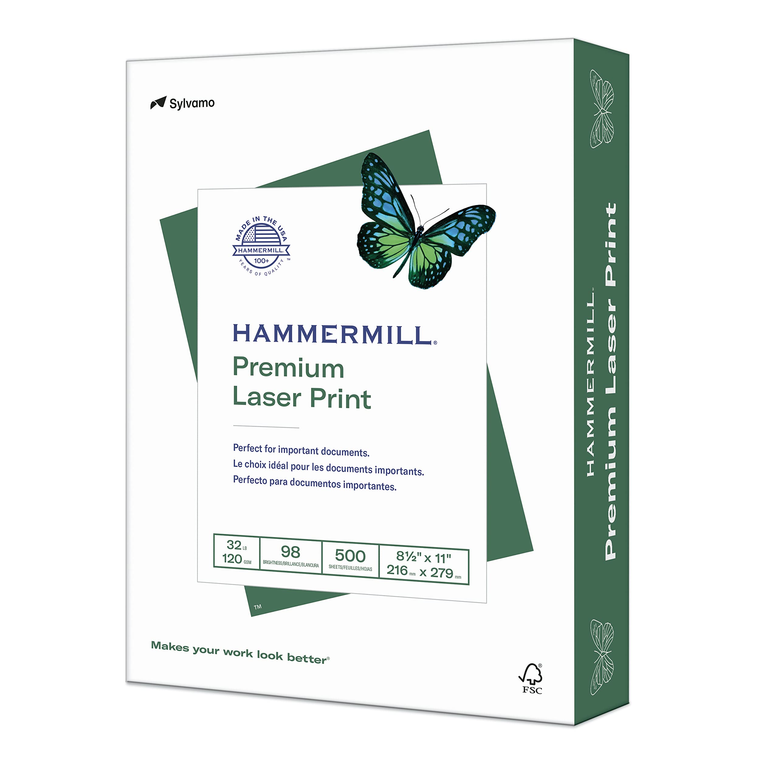 Hammermill Printer Paper, Laser Print Copy Paper, 32lb, 8.5 x 11, Letter, 98 Bright - 1 Pack / 500 Sheets (104646R)