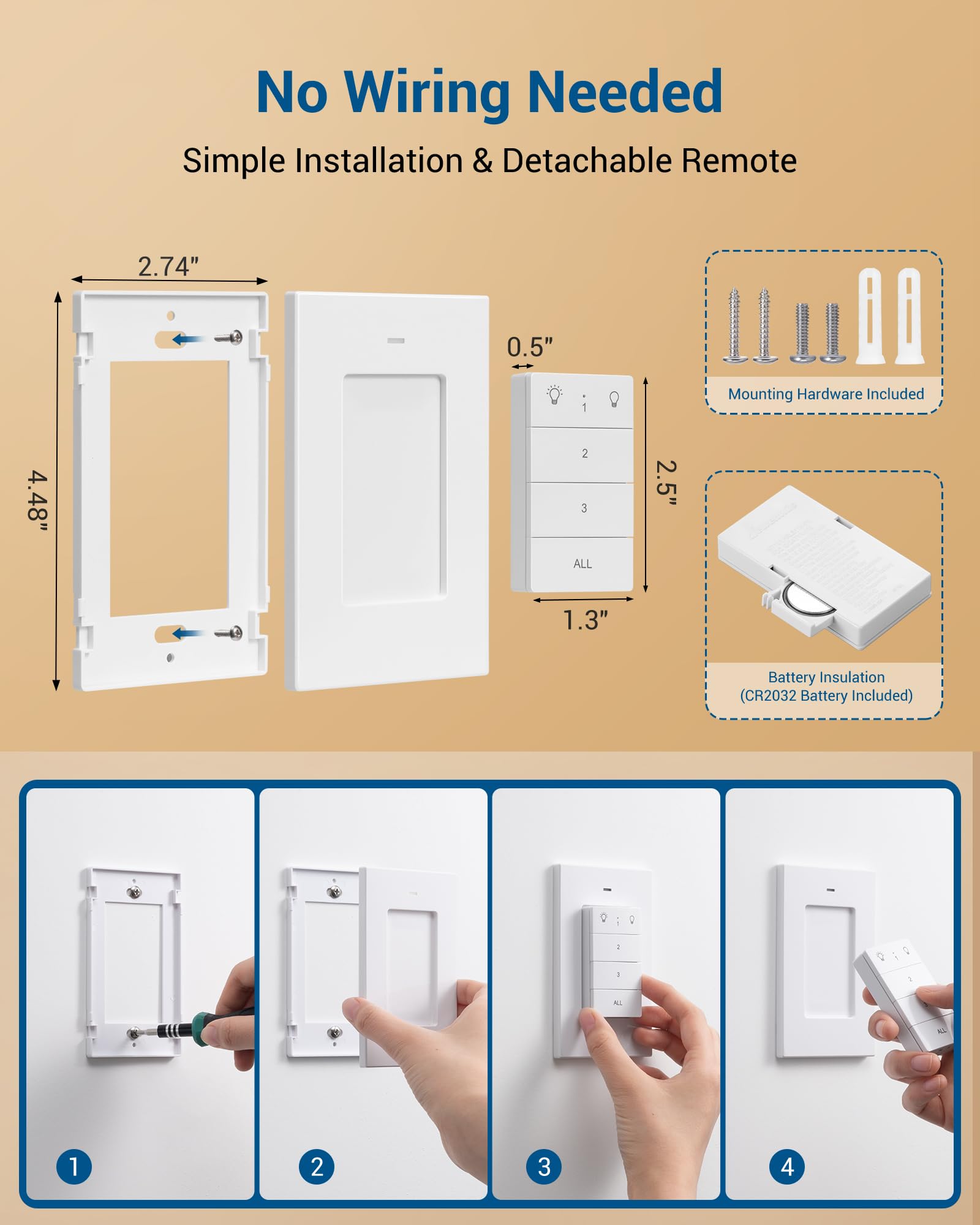 DEWENWILS Remote Control Outlet Wireless Light Switch, 2 Independent Control Sockets Electrical Remote Outlet Switch for Plug in Pendant Light, No Wiring,100 Ft Range