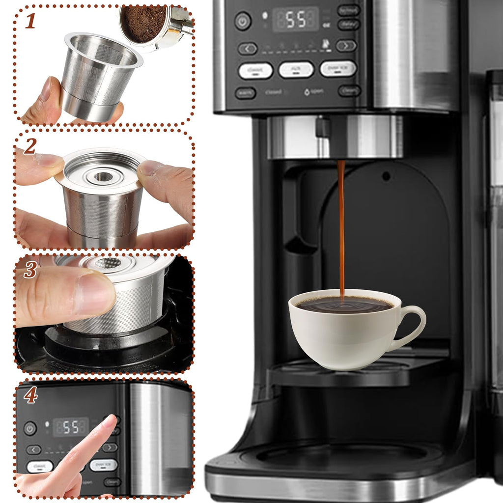 3 Pack Reusable K Cups and Coffee Pods for Ninja Coffee Maker PB051 & CFP101/PB041, 304 Stainless Steel Reusable K Pod Permanent K Cups Filters Compatible with Ninja Coffee Maker,Coffee Accessories