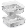 Herogo 8”x 8” Square Cake Pan, Stainless Steel Square Baking Pan with Lid, Cakes Brownie Lasagna Bakeware Set of 2, Healthy & Dishwasher Safe