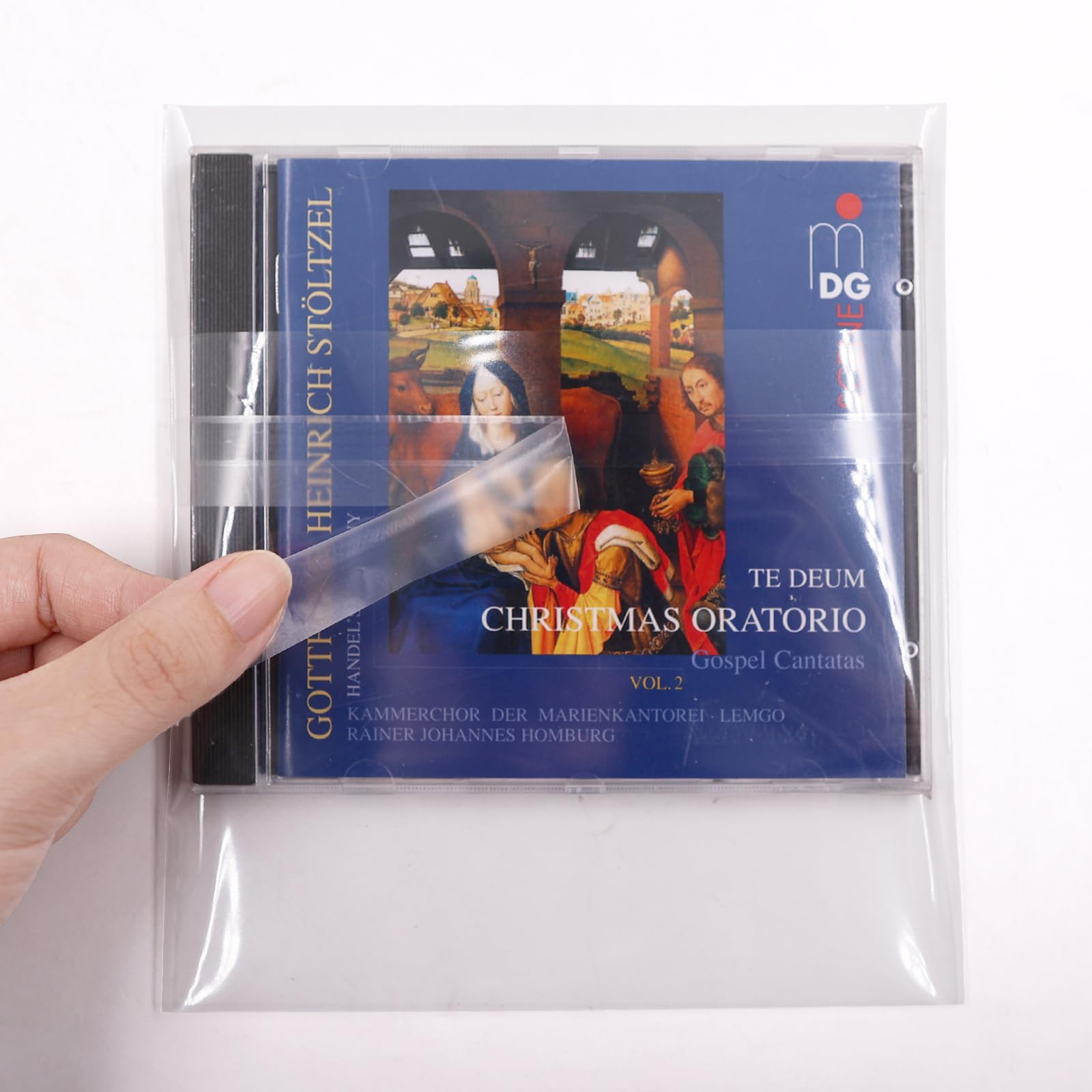 CD Outer Sleeves Clear Sticky Plastic Protective Sleeve Anti-Static for Standard CD and DVD Storage - 100Pcs