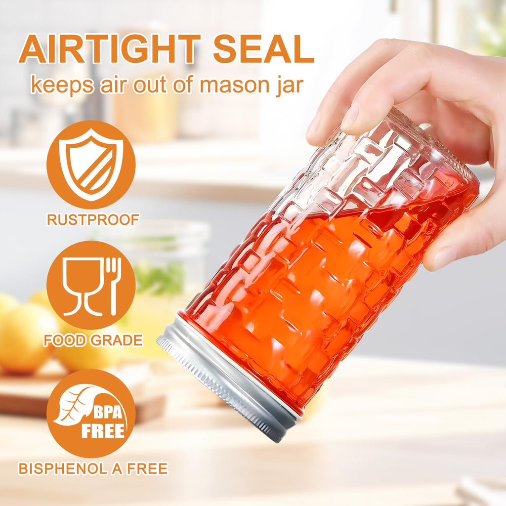 48 PCS Wide Mouth Mason Jar Lids and Rings, Leakproof Canning Lids with Silicone Seals | Split-Type Design for Easy Replacement (Wide Mouth)