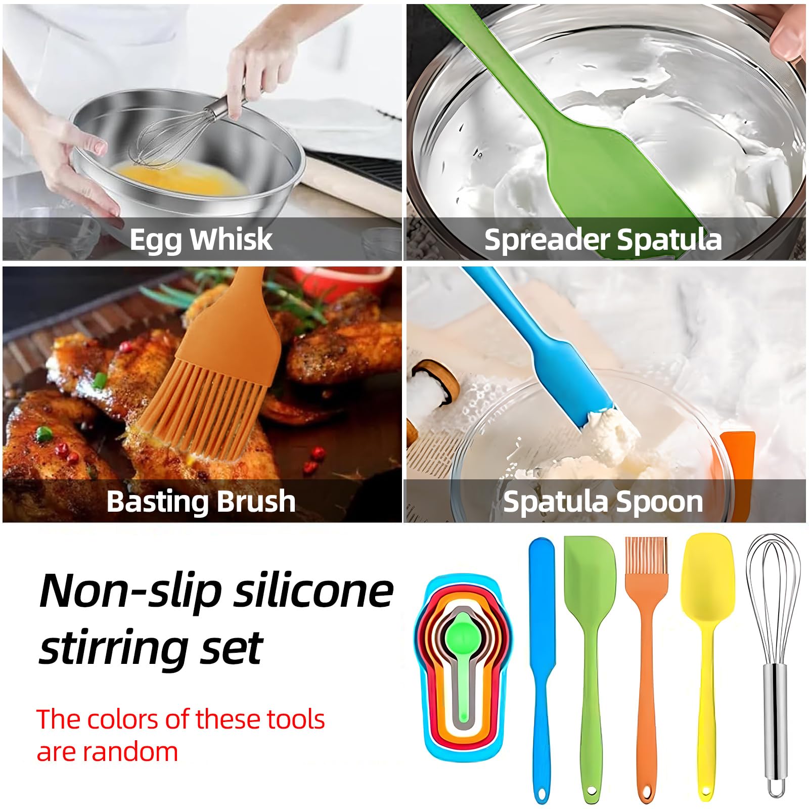 Menbyci 7 Pcs Mixing Bowls with Lids, Stainless Steel Nesting Bowls with 14Pcs Attachments, 3 Graters, Kitchen Utensils, Bowl Set for Kitchen Cooking Baking Prepping Serving