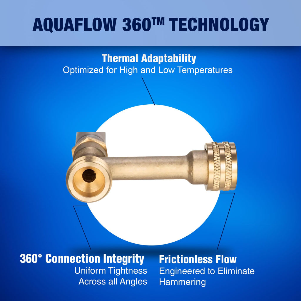 New Age America® AquaFlow 360™ 2pcs Hammer Arrestor | Straight | Washing Machine | 3/4" Male GHT & 3/4" Swivel Female GHT | 304 Stainless Steel & Brass