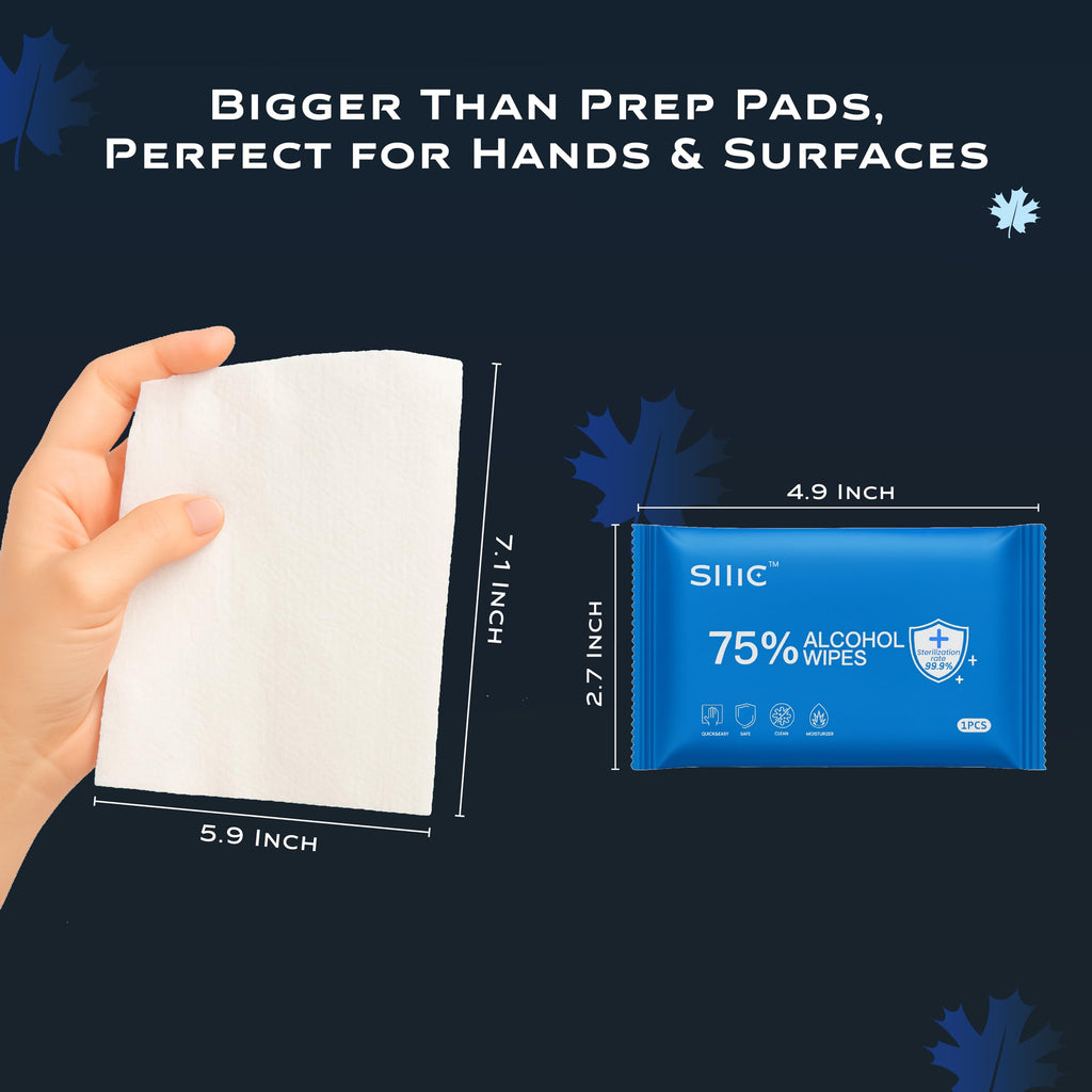 Sllic® - Disinfectant Wet Wipes - Individually Wrapped - 75% Alcohol - Clean & Sanitize Surfaces & Skin - Safe for Skin - Quick-Drying & Non-Sticky Formula - Unscented - 50 Count Individually Wrapped