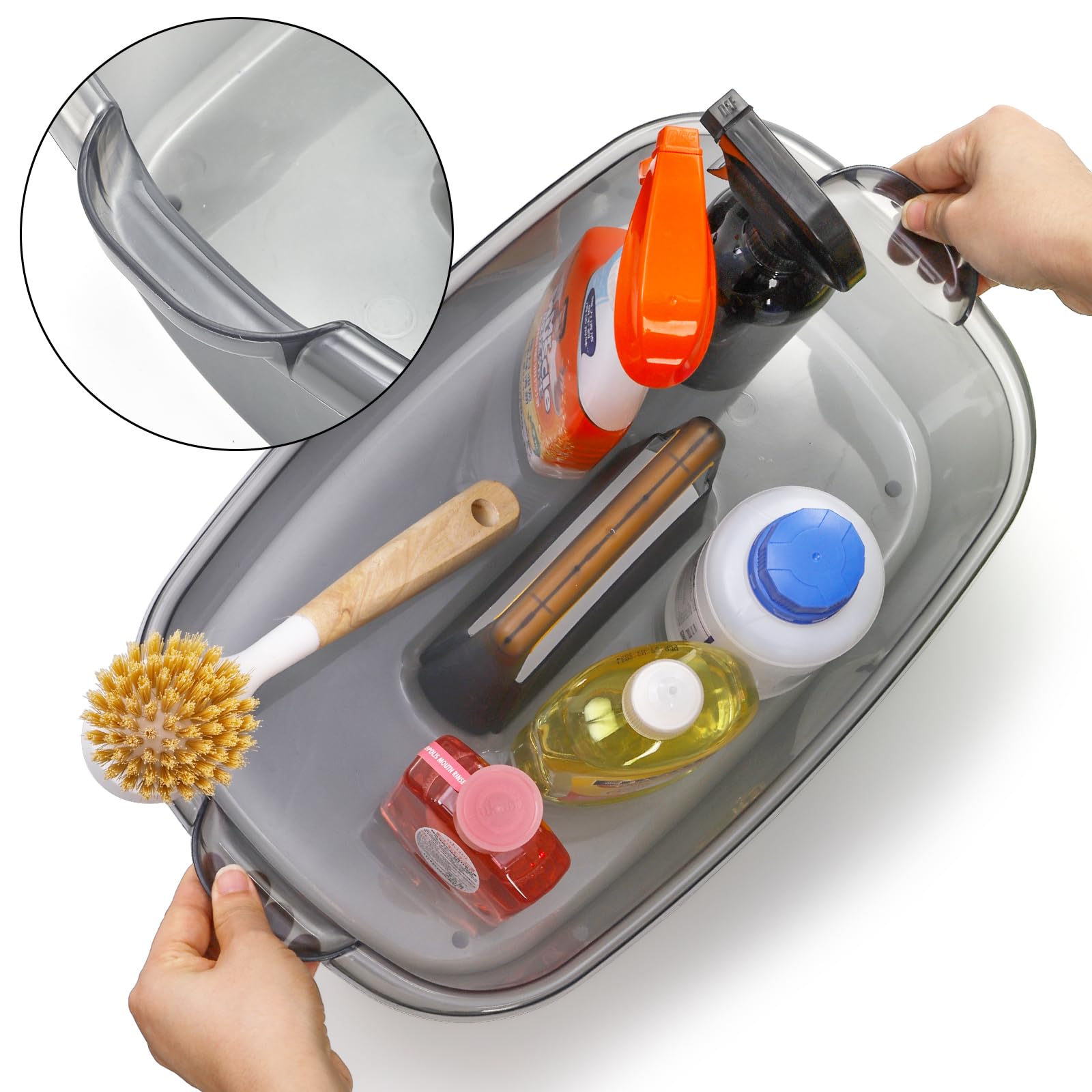TOPZEA 2 Pack Cleaning Supplies Caddy, Plastic Large Cleaning Supply Storage Bucket with Handle, Portable Shower Tote Caddy Household Tools Organizer Baskets for Bathroom, Kitchen Under Sink