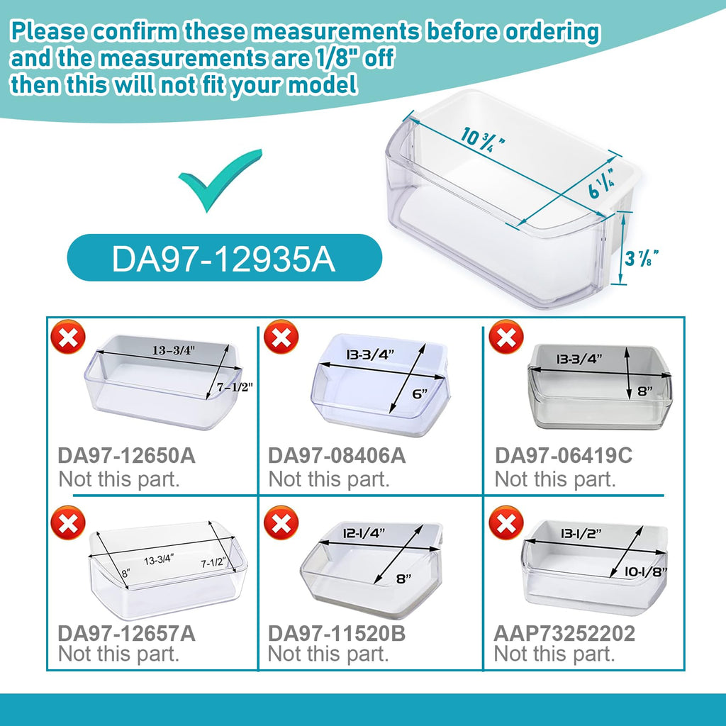 Knocokie DA97-12935A Door Bin, RF220NCTASR Compatible, White, Refrigerator Bin, Replacement Refrigerator Bins, Environmentally Friendly Materials